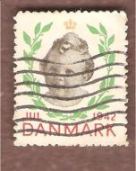 1942, julemerke fra Danmark, stempla.