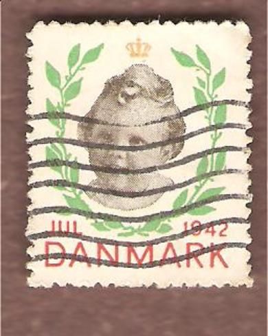 1942, julemerke fra Danmark, stempla.