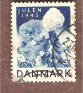 1943, julemerke fra Danmark, stempla.