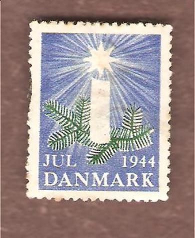 1944, julemerke fra Danmark, stempla.