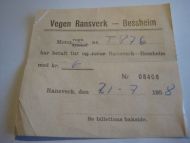 Kvitering vegen Ransverk -  Bessheim 1958.