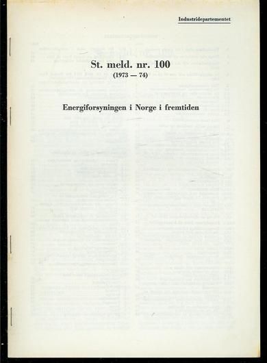 Energiforsyningen i Norge i fremtiden. 1973-74.