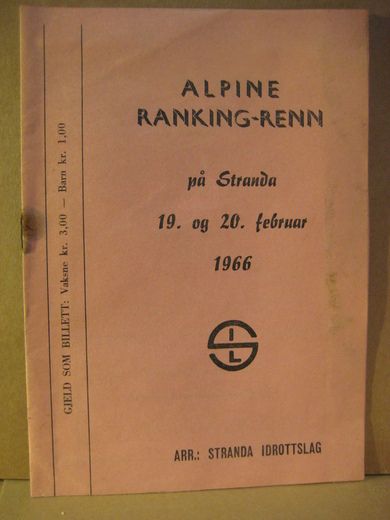 ALPINE RANKING RENN på Stranda 19. og 20. februar 1966. STORSLALOM.