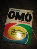 Pakke med ubrukt innhold, skumsikker OMO med enzymer. 70-80 tallet. 