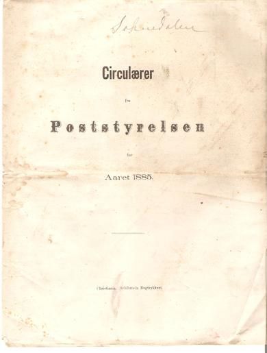 Cirkulære fra Poststyrelsen 1885