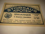 STORHAUG APOTEK, STAVANGER. Tidleg 1900