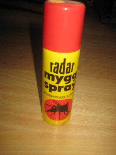 Sprayflaske uten vesentlig innhold, radar mygg spray, 80 tallet. 