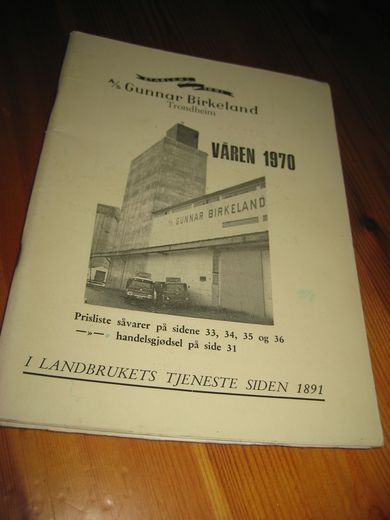 1970,vår, Produktkatalog fra Gunnar Birkeland, Trondheim.