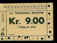 34981. Klippekort fra Trondheim Bilruter