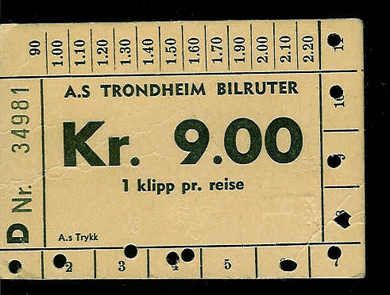 34981. Klippekort fra Trondheim Bilruter