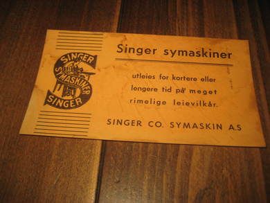 Reklame for SINGER SYMASKINER, 40 tallet.,