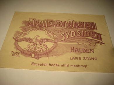 APOTEKET ØRNEN, SYDSIDEN, HALDEN, tidleg 1900