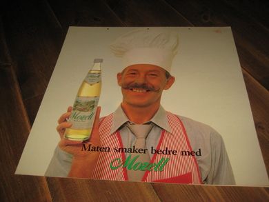 Reklameplakat,  Maten smaker bedre med MOZELL, 80 tallet. 