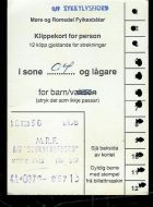 Rabattkort for person,  fra Møre og Romsdals Fylkesbåtar. SYKKYLVSFJORD         10. februar 1990