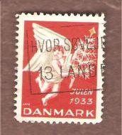 1933, julemerke fra Danmark, stempla.