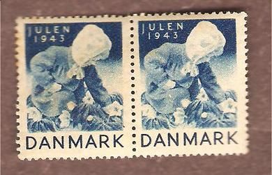 1943, julemerke fra Danmark, ustempla med lim.