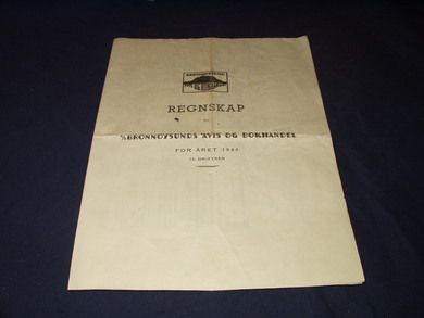 Regneskap for Brønnøysunds Avis OG Bokhandel  1944