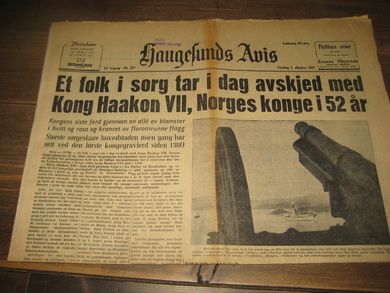 1957,nr 227, Haugesunds Avis. Avskjed med kong Haakon VII.