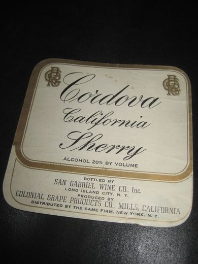 CORDOVA CALIFORNIA SHERRY.