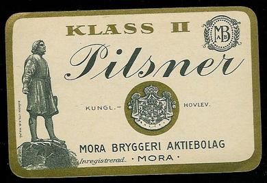 KLASS II PILSNER fra MORA BRYGGERI AKTIEBOLAG, MORA.