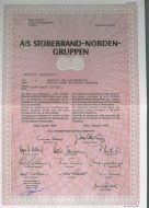 STOREBRAND- NORDEN- GRUPPEN, 1984, aksjebrev nr 68034, 6 aksjer a kr 100.-