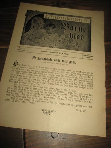 1909,nr 017, Missionsselskabets Barne blad.