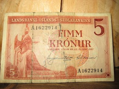 FIMM KRONUR, 1957, A1622914.