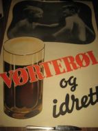 Original, strøken reklameplakat fra Frydenlynd Bryggeri, VØRTERØL og idrett, fra P.M.BYE, & Co, Oslo, 40-50 tallet. Ca 49*73 cm stor. Ppen i glass og ramme.