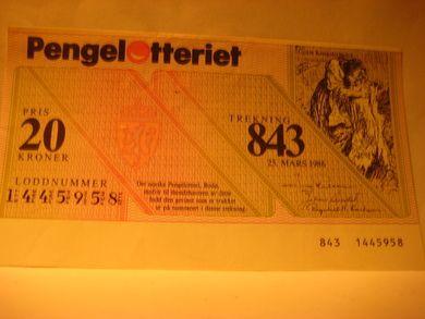 1986, trekning 843,                    Nr. 1445958.