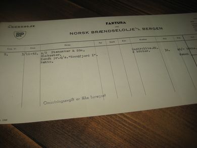 NORSK BRÆNDSELOLJE, BERGEN. 3.11. 1952. 9.