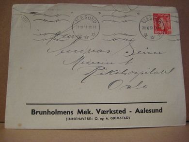 ÅLESUND 28.10.53. Brunholmens Mek. Værksted - Ålesund.