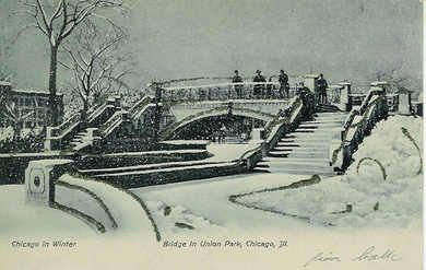 Chicago in winter, Bridge in Union Park.