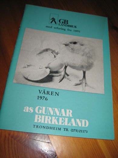 1976,vår, Produktkatalog fra Gunnar Birkeland, Trondheim.