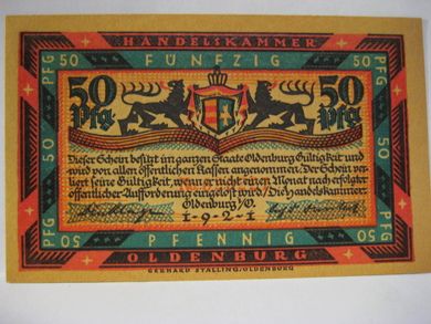 1921, FUMZIG PFG. OLDENBURG.