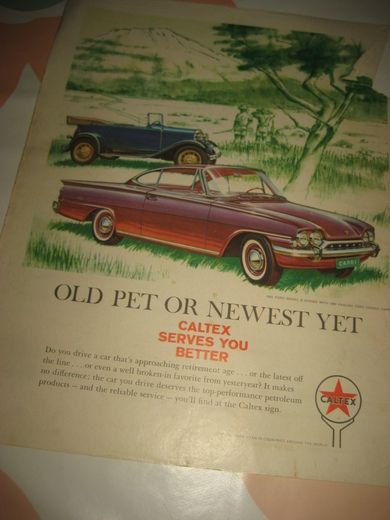 Reklameark fra 1962, ca 22*35 cm stort. CALTEX. 