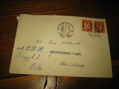 MJØL FJELL, 1954. På baksida stempel GALTERUD, 22.2.54. 