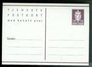 OFF.SAK. TJENESTE POSTKORT fra 1981. Kort med betalt svarkort..