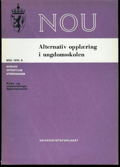 1975,nr 008, Alternativ opplæring i ungdomsskolen.