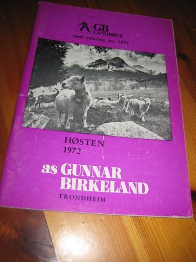 1972,høst, Produktkatalog fra Gunnar Birkeland, Trondheim.