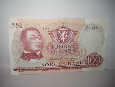 1973, 100 KRONER, nr U7105049.