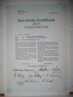 Den norske Creditbank, 18  aksjer, 1985, aksjebrev  nr 1035928