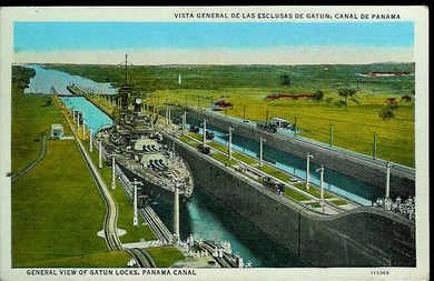 General vieu of Gatun Locks, Panama Canal