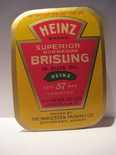 HEINZ BRISLING, fra THE HARLESDEN PACKING, STAVANGER.