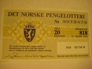 1985, trekning 818,                  DET NORSKE PENGELOTTERI.            Nr. 0073878.