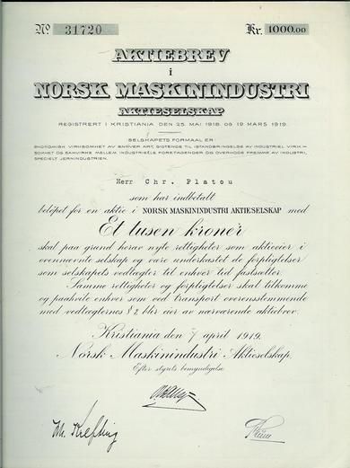 NORSK MASKININDUSTRI, 1919