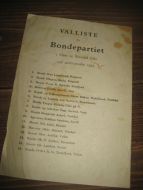 VALLISTE for Bondepartiet i Møre og Romsdal Fylke 1953.