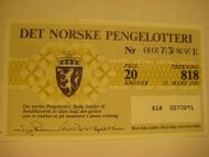 1985, trekning 818,                  DET NORSKE PENGELOTTERI.            Nr. 0073891.