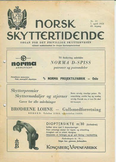 1954,nr 013, NORSK SKYTTERTIDENDE.