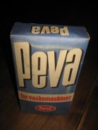 Gammel, uåpna pakke vaskepulver med innhold, Peva for vaskemaskiner, fra Persilfabrikken, Oslo. 50 tallet. 