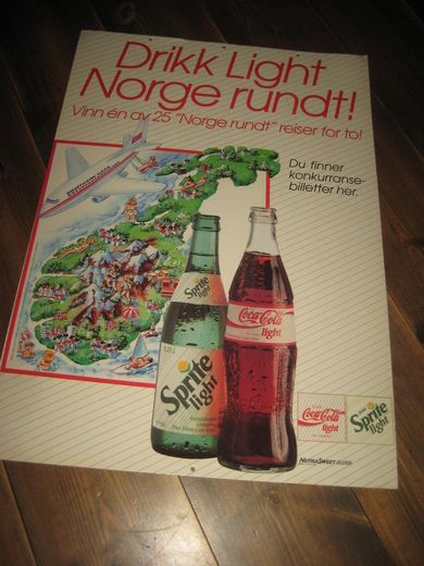 Reklameplakat, DRIKK LIGHT, 80 tallet. 